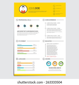 Minimal Business Infographics Elements. Resume Cv Set. Vector