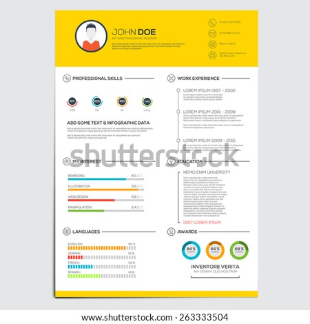 Minimal business infographics elements. Resume cv set. Vector