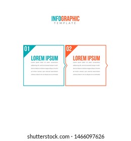 Minimal Business Infographics template. Timeline with 2 steps, options and marketing icons. Vector linear infographic with two circle connected elements. Can be use for presentation.