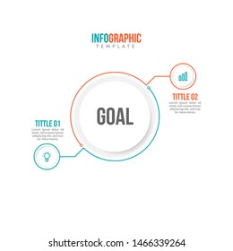 Minimal Business Infographics template. Timeline with 2 steps, options and marketing icons .Vector linear infographic with two circle conected elements. Can be use for presentation.