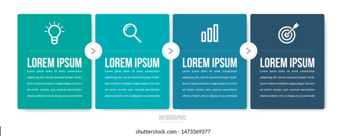 Minimal Business Infographics template. Timeline with 4 steps, options and marketing icons .Vector linear infographic with four circle conected elements. Can be use for presentation.