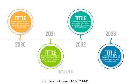 Minimal Business Infographics template. Timeline with 4 steps, options and marketing icons .Vector linear infographic with four circle connected elements. Can be use for presentation.