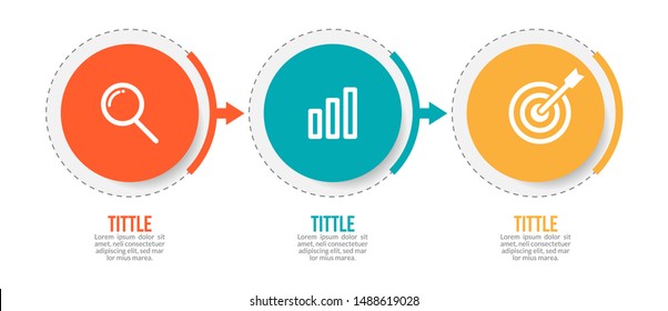 Minimal Business Infographics template. Timeline with 3 steps, options and marketing icons .Vector linear infographic with three circle conected elements. Can be use for presentation.