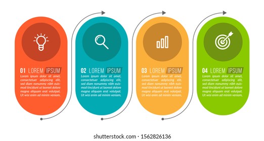 Minimal Business Infographics template. Timeline with 4 steps, options and marketing icons .Vector linear infographic with four circle conected elements. Can be use for presentation.