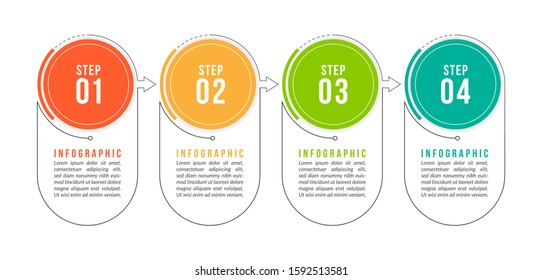 Minimal Business Infographics template. Timeline with 4 steps, options and marketing icons .Vector linear infographic with four circle conected elements. Can be use for presentation.