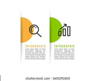 Minimal Business Infographics template. Timeline with 2 steps, options and marketing icons .Vector linear infographic with two conected elements. Can be use for presentation.