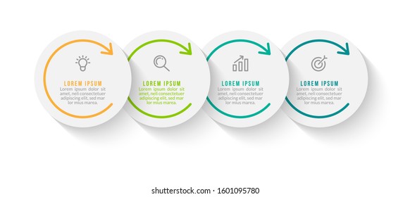 Minimal Business Infographics template. Timeline with 4 steps, options and marketing icons .Vector linear infographic with four conected elements. Can be use for presentation.