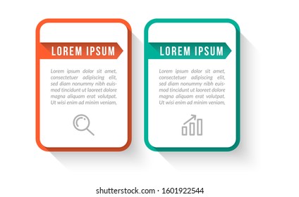 Minimal Business Infographics template. Timeline with 2 steps, options and marketing icons .Vector linear infographic with two conected elements. Can be use for presentation.