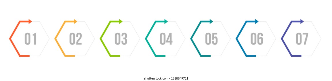 Minimal Business Infographics template. Timeline with 7 steps, options and marketing icons .Vector linear infographic with seven conected elements. Can be use for presentation.