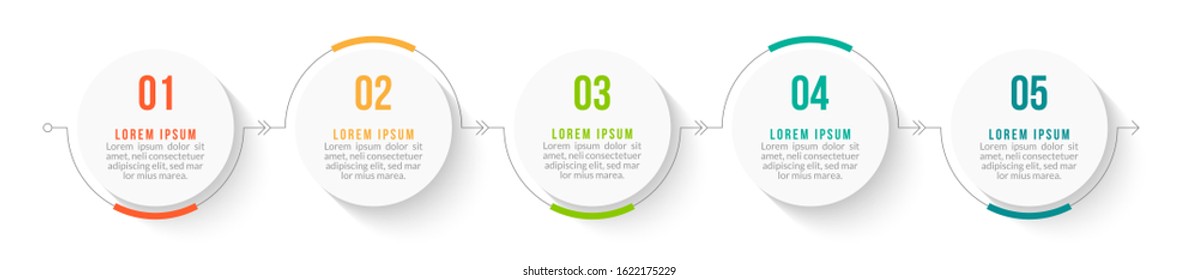 Minimal Business Infographics template. Timeline with 5 steps, options and marketing icons .Vector linear infographic with five conected elements. Can be use for presentation.
