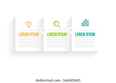 Minimal Business Infographics template. Timeline with 3 steps, options and marketing icons .Vector linear infographic with three circle conected elements. Can be use for presentation.
