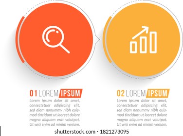 Minimal Business Infographics template. Timeline with 2 steps, options and marketing icons .Vector linear infographic with two conected elements. Can be use for presentation.