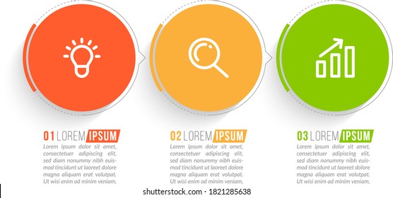 Minimal Business Infographics template. Timeline with 3 steps, options and marketing icons .Vector linear infographic with three conected elements. Can be use for presentation.