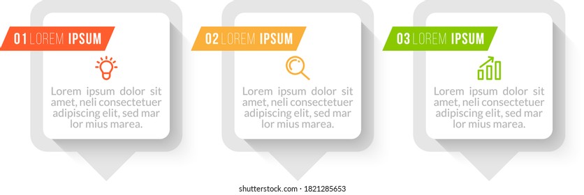 Minimal Business Infographics template. Timeline with 3 steps, options and marketing icons .Vector linear infographic with three conected elements. Can be use for presentation.