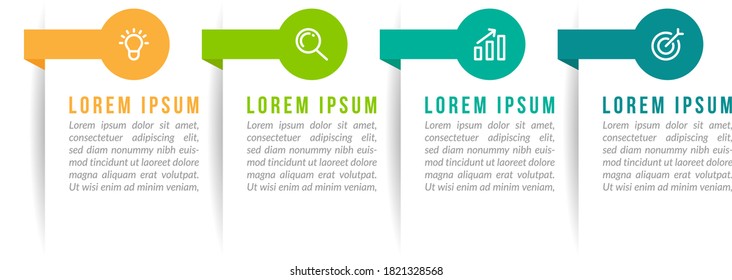 Minimal Business Infographics template. Timeline with 4 steps, options and marketing icons .Vector linear infographic with four conected elements. Can be use for presentation.