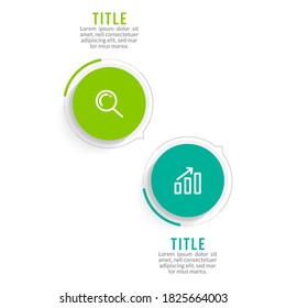 Minimal Business Infographics template. Timeline with 2 steps, options and marketing icons .Vector linear infographic with two conected elements. Can be use for presentation.