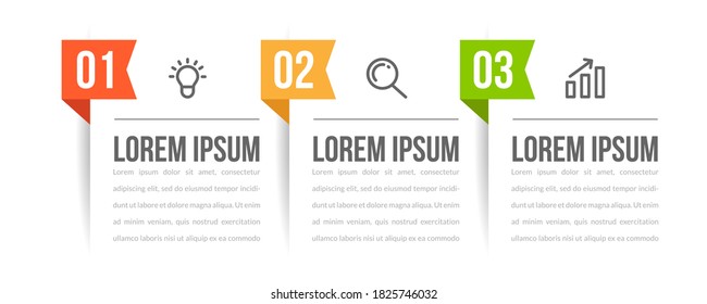 Minimal Business Infographics template. Timeline with 3 steps, options and marketing icons .Vector linear infographic with three conected elements. Can be use for presentation.