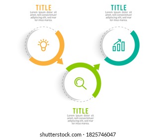 Minimal Business Infographics template. Timeline with 3 steps, options and marketing icons .Vector linear infographic with three conected elements. Can be use for presentation.