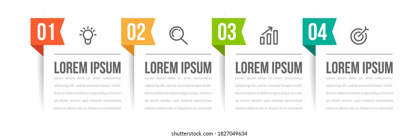 Minimal Business Infographics template. Timeline with 4 steps, options and marketing icons .Vector linear infographic with four conected elements. Can be use for presentation.