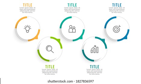 Minimal Business Infographics template. Timeline with 5 steps, options and marketing icons .Vector linear infographic with five conected elements. Can be use for presentation.