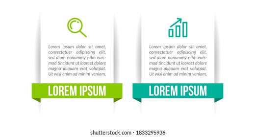 Minimal Business Infographics template. Timeline with 2 steps, options and marketing icons .Vector linear infographic with two conected elements. Can be use for presentation.