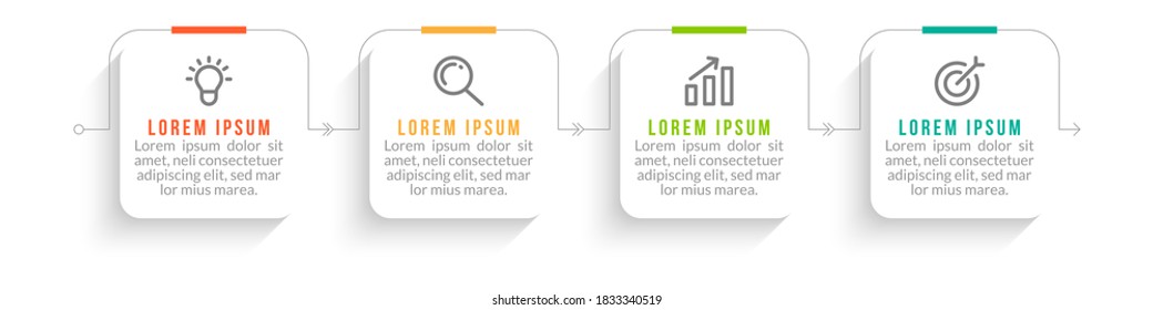 Minimal Business Infographics template. Timeline with 4 steps, options and marketing icons .Vector linear infographic with four connected elements. Can be use for presentation.

