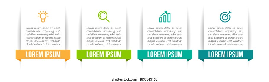 Minimal Business Infographics template. Timeline with 4 steps, options and marketing icons .Vector linear infographic with four connected elements. Can be use for presentation.
