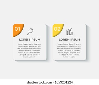 Minimal Business Infographics template. Timeline with 2 steps, options and marketing icons .Vector linear infographic with two circle conected elements. Can be use for presentation. Eps10 vector