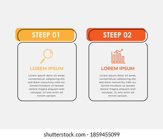 Minimal Business Infographics template. Timeline with 2 steps, options and marketing icons .Vector linear infographic with two circle conected elements. Can be use for presentation. Eps10 vector