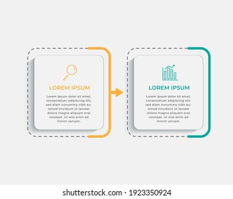 Minimal Business Infographics template. Timeline with 2 steps, options and marketing icons .Vector linear infographic with two circle conected elements. Can be use for presentation.