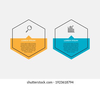 Minimal Business Infographics template. Timeline with 2 steps, options and marketing icons .Vector linear infographic with two circle conected elements. Can be use for presentation.