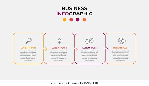 Minimal Business Infographics template. Timeline with 4 steps, options and marketing icons .Vector linear infographic with two circle conected elements. Can be use for presentation.