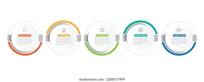 Minimal Business Infographics template. Timeline with 5 steps