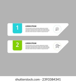 Minimal Business Infographics template. Timeline with 2 steps, options and marketing icons, square design or diagram