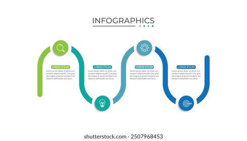 Minimal Business Infographics template. Timeline with 4 steps