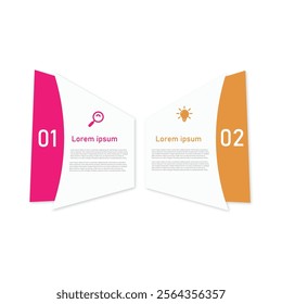 Minimal Business Infographics template. Timeline with 2 steps, options and marketing icons .