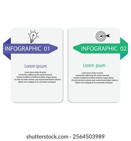 Minimal Business Infographics template. Timeline with 2 steps, options and marketing icons .