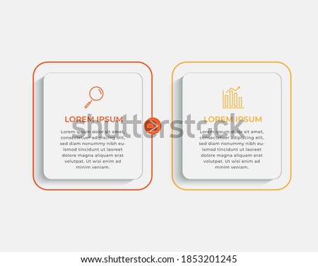 Minimal Business Infographics template. Timeline with 2 steps, options and marketing icons .Vector linear infographic with two circle conected elements. Can be use for presentation. Eps10 vector