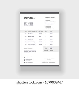 minimal business invoice format vector
