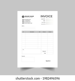 formato vectorial de plantilla de factura de negocios mínimo