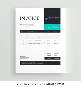 Minimal Business Invoice Template Vector Design