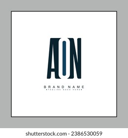 Minimal Business logo for Alphabet AON - Initial Letter A, O and N