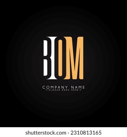 Minimal Business logo for Alphabet BOM - Initial Letter B, O and M