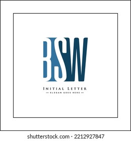 Minimal Business logo for Alphabet BSW - Initial Letter B, S and W