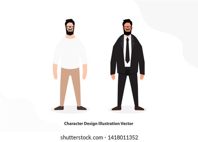 Minimal Business Man Cartoon Character Flat Design Illustration Vector