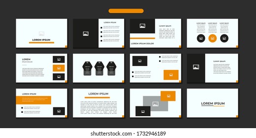 Minimal business presentation template, with orange and black color, modern and unique slide presentation.