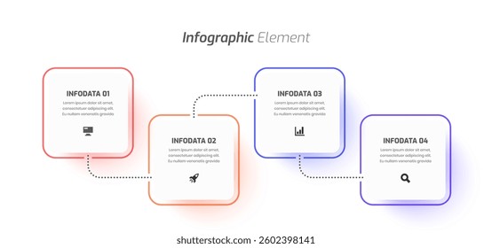 Minimal Business Timeline Infographic Design with Square Label Icon and 4 Options for Presentation	