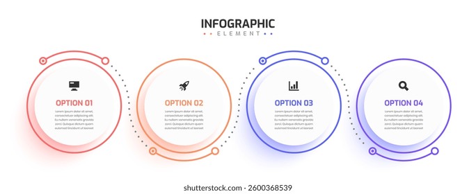 Minimal Business Timeline Infographic Template Thin Line with Circle Label Icon and 4 Option