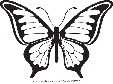 Minimal butterfly icon symbolizing transformation, beauty, and nature. Perfect for logos, apps, and eco-friendly branding.