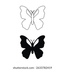 Minimal Butterfly Outline and Silhouette Design – Simple Elegant Insect Art